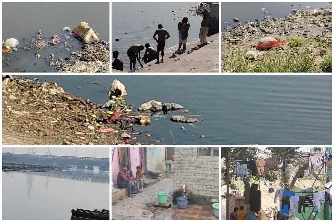 Volunteers cleaning the Yamuna river and its banks